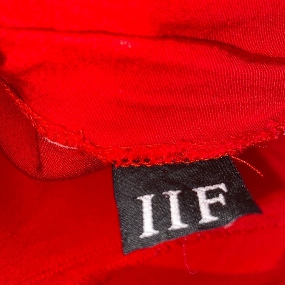 VINTAGE 80’s IIF Gold & Red Lace & Stud Embellished Cocktail Dress Long Sleeve S - Picture 8 of 9